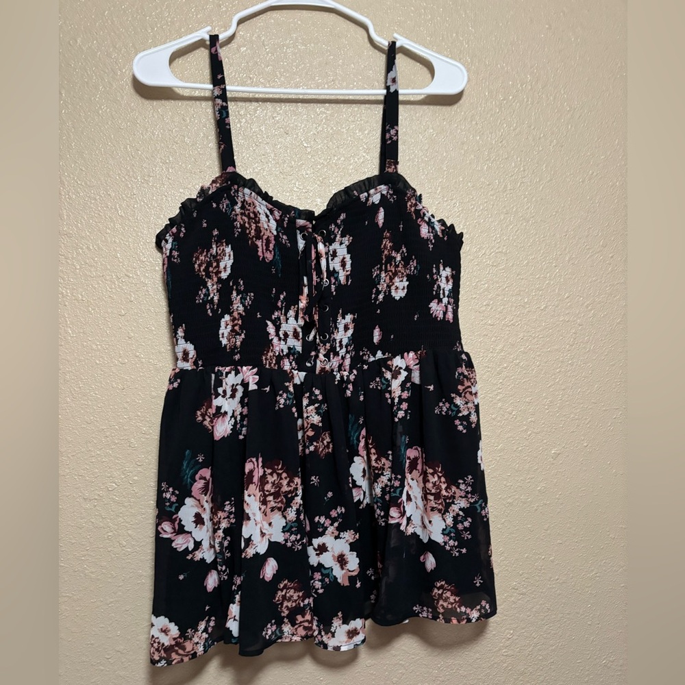 Torrid Black Dress with Pink Floral Accents
